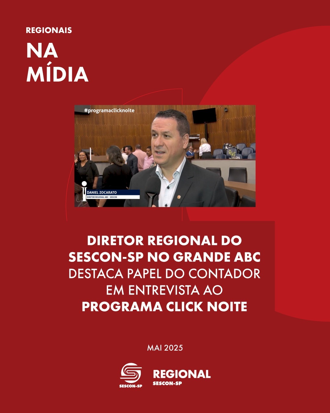 Diretor Regional do Sescon-SP no Grande ABC destaca papel do contador em entrevista ao programa <b>Click Noite</b>