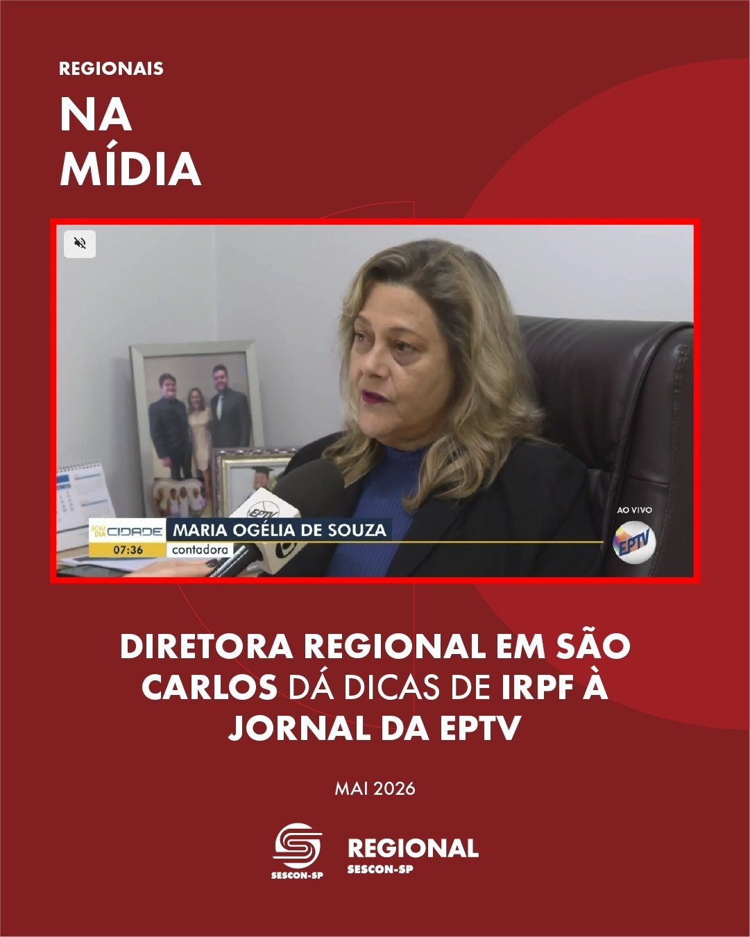 Diretora Regional em São Carlos dá dicas de IRPF à <b>Jornal da EPTV</b>